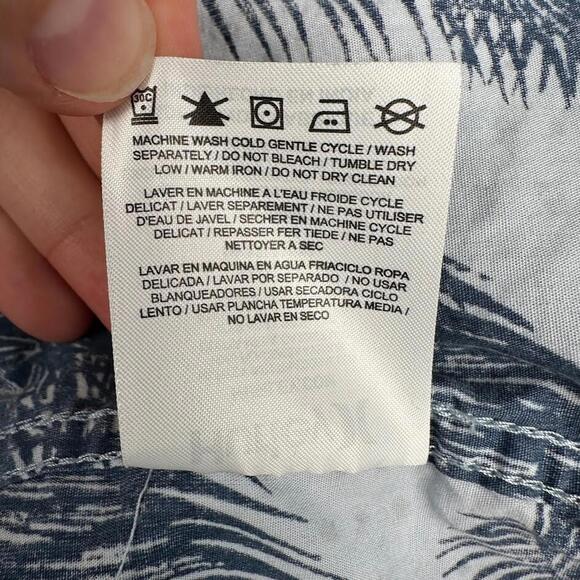 HURLEY Men's WHITE & BLUE Tropical Palms Short Sleeve Patio Shirt LARGE Hawaiian - Picture 8 of 11